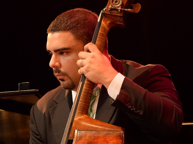 Carlos Henriquez with the Jazz at Lincoln Center Orchestra. Photo courtesy Lehman Center for the Performing Arts.