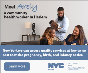 Ad for NYC New Family Home Visits Initiative- links to info page