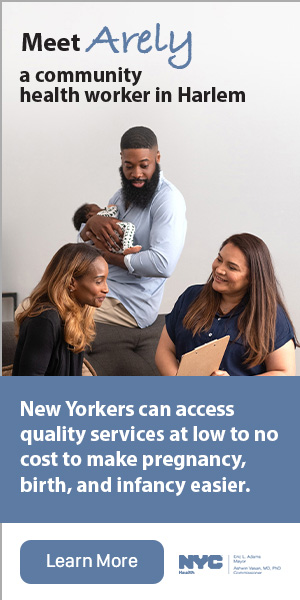 Ad for NYC New Family Home Visits Initiative- links to info page